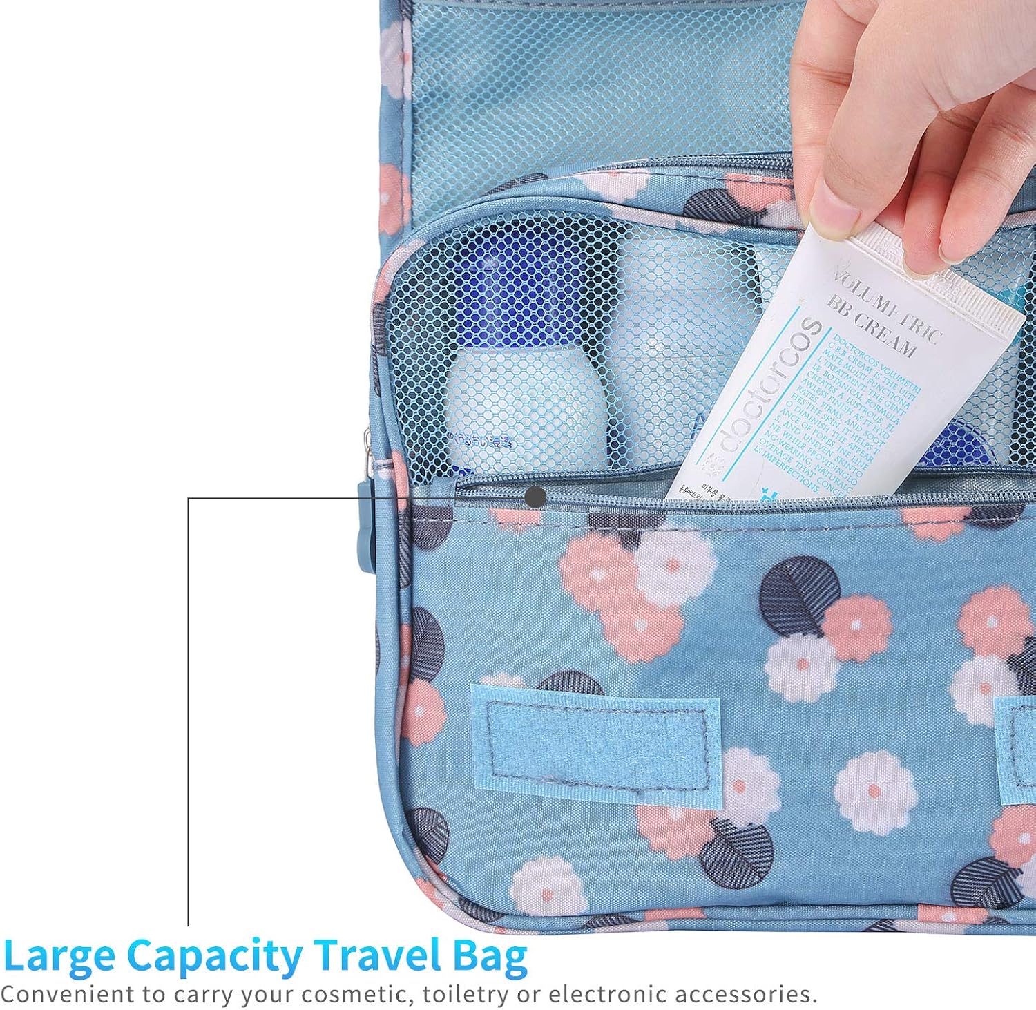 Portable Hanging Toiletry Bag Travel Makeup Pouch Waterproof Organizer Multifunction Cosmetic Bag for Women Girl: Clothing