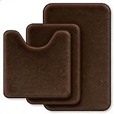 RUN HELIX Bathroom Rugs Sets 3 Piece, Soft Absorbent Memory Foam Bath Mats Set, Dry Fast Bath Mat, Machine Washable Bath Rug Set for Bathroom (Chocolate)