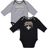 Gerber NFL unisex-baby Nfl Team 2 Pack Long Sleeve Onesie Bodysuit