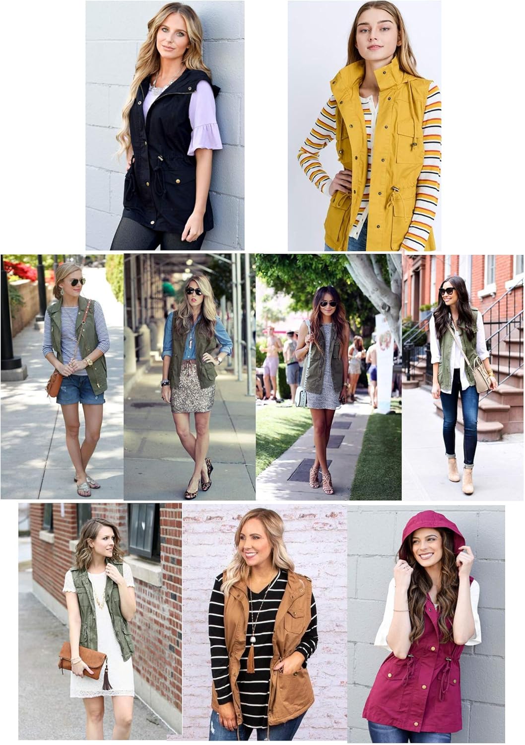 Beyove Womens Lightweight Sleeveless Military Anorak Cargo Vest Hooded/No Hood at  Women's Coats Shop
