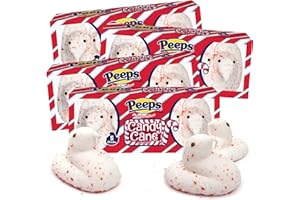 SWEETZO Candy Cane Peeps Marshmallow Chicks, Festive Holiday Peppermint Treats, Christmas Dessert Toppers or Stocking Stuffers, 5 Count Sleeves (Pack of 4)