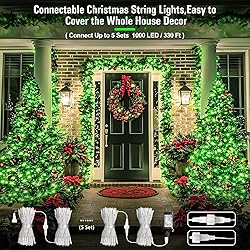 JMEXSUSS Green Christmas Lights Clear Wire, 66ft