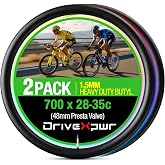 Bike Inner Tube for 700x23-25c, 700x28-32c, 700x35-43c 28 inch, Bicycle Wheel Sizes with 48mm Presta Valve - Heavy Duty Butyl Rubber Tubes for Road and Gravel Bikes - 2 Pack