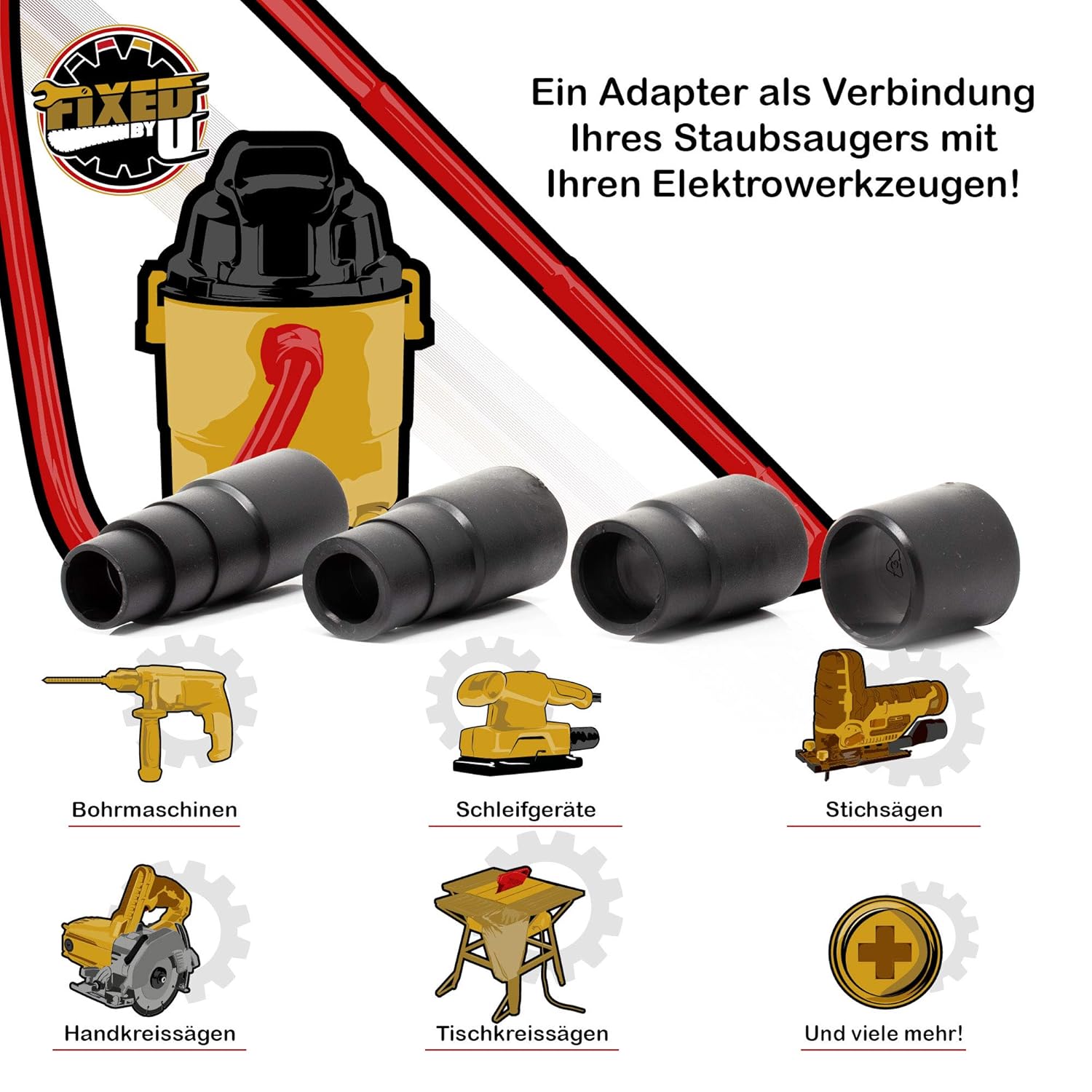Vacuum cleaner adapter for standard vacuum cleaners For sander bench drill hand sander