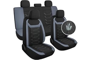 AOKAOK 3D Air-Mesh Car Seat Covers Full Set, Breathable and Split Bench Compatible Seat Covers for Cars, Universal Car Interior Covers for Most Cars Sedan Truck SUV(Black/Gray)