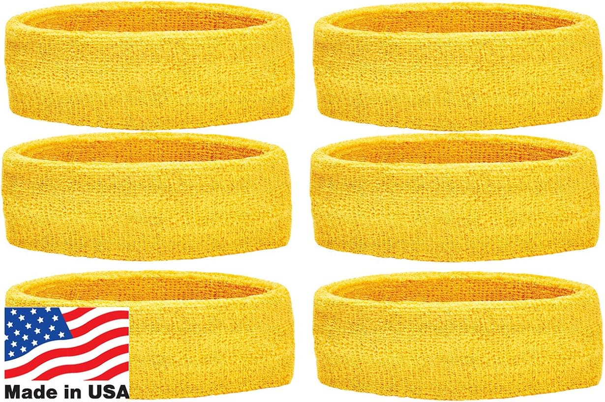 Unique Sports Headbands Team (6 Pack), Gold, One Size: Clothing