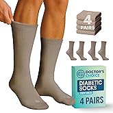 Doctor's Choice Diabetic Socks for Men, Seamless Socks with Non Binding Top, 4 Pairs, Large 9-12 & X-Large 13-15