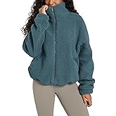 ODODOS Women's Sherpa Fleece Full-Zip Jacket Long Sleeve Coat Soft Warm Cinchable Outerwear with Pockets