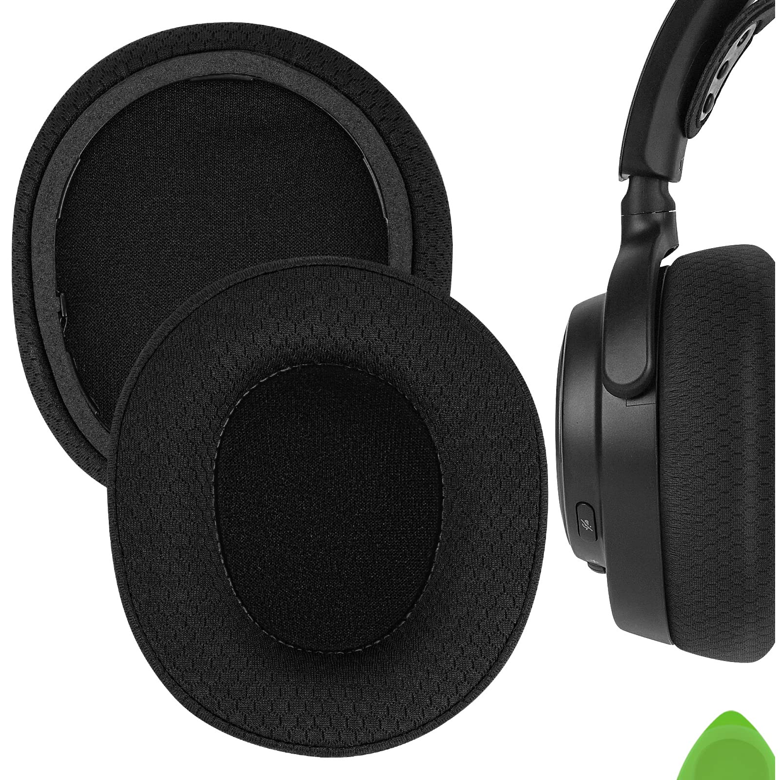 Geekria Comfort Mesh Fabric Replacement Ear Pads Compatible with SteelSeries Arctis Nova Pro Wireless, Nova Elite Headphones, Ear Cushions (Black)