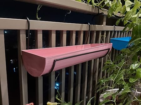 Metal Roots Metal Galvanized Tray Hanging Planter - Pink Blue, Medium, Pack of -2