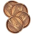 Acacia Wood Round Dinner Plates 6 Inch - Serving Tray & Platters for Home Decor, Food, Vegetables, Fruit, Charcuterie, Appeti