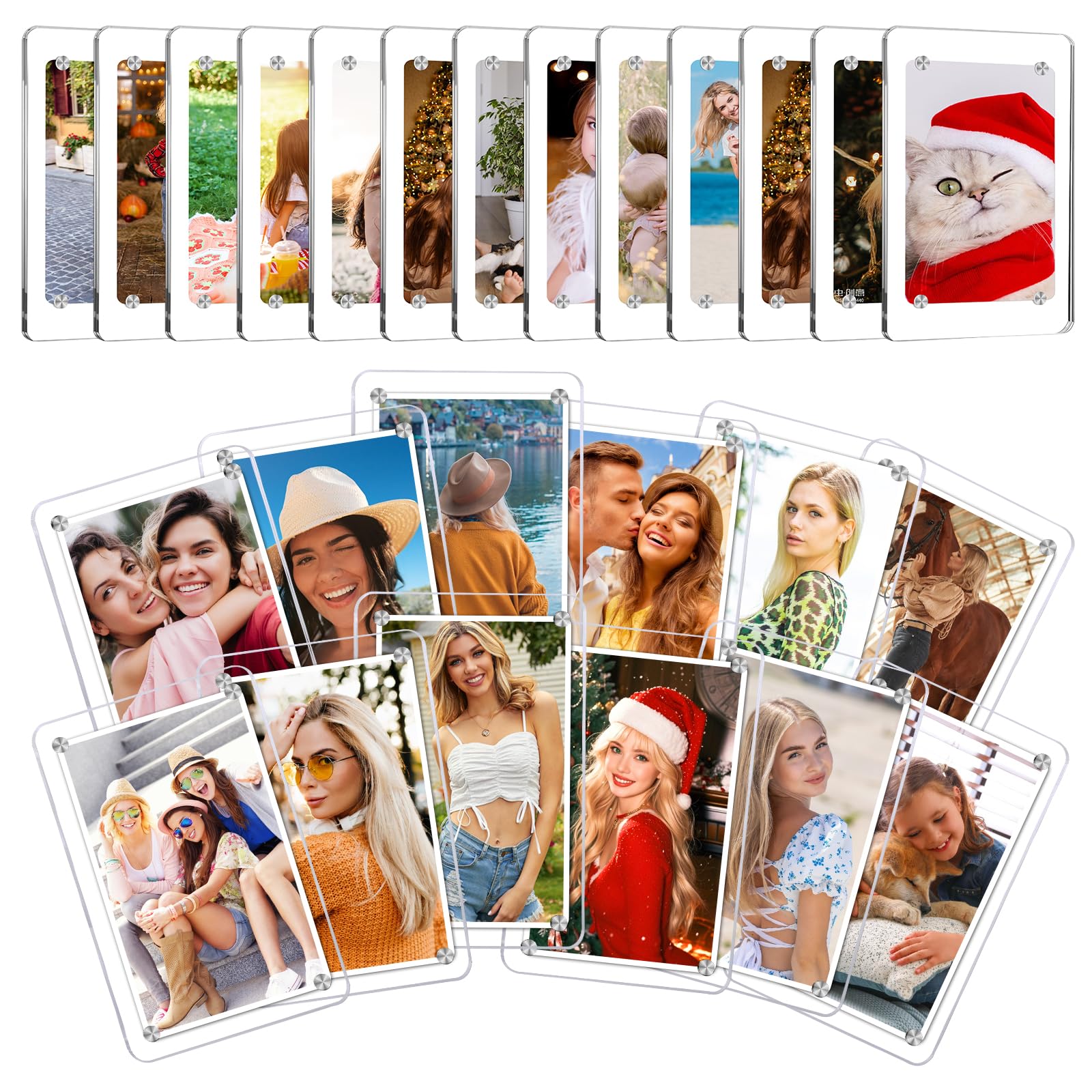 ESRICH 25 Pack-Acrylic Fridge Magnetic Frame, Mini Picture Frames, Double Sided Photo Magnet Frames for Refrigerator,Mini Clear Picture Frame, Gifts (2.36 x 3.54Inch)