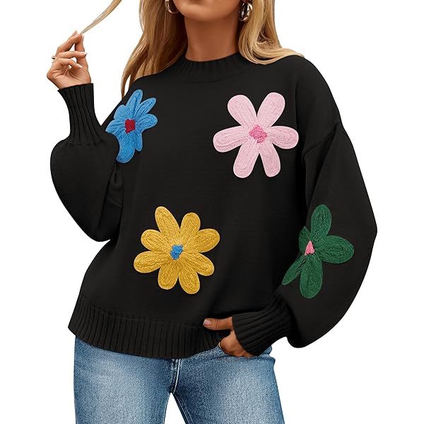 IDEALSANXUN Flower Floral Knitted Sweaters for Women 2025