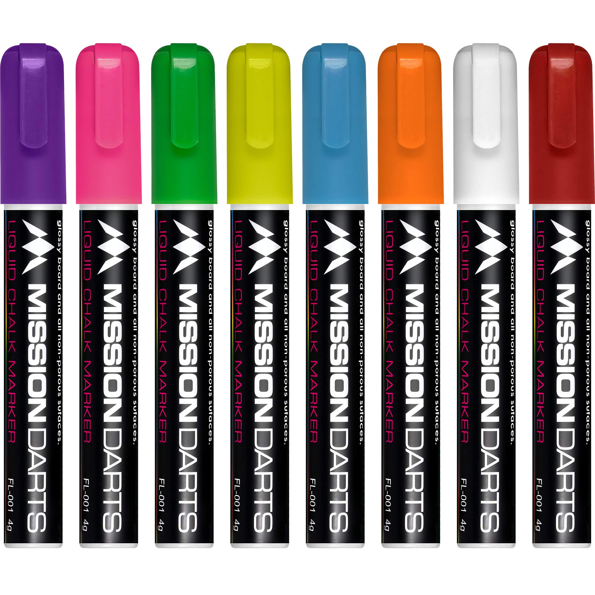 Mission Darts | Scoreboard Liquid Chalk Acrylic 501, Cricket Blackboard Whiteboard (8 Pack Mixed Colours Pens)