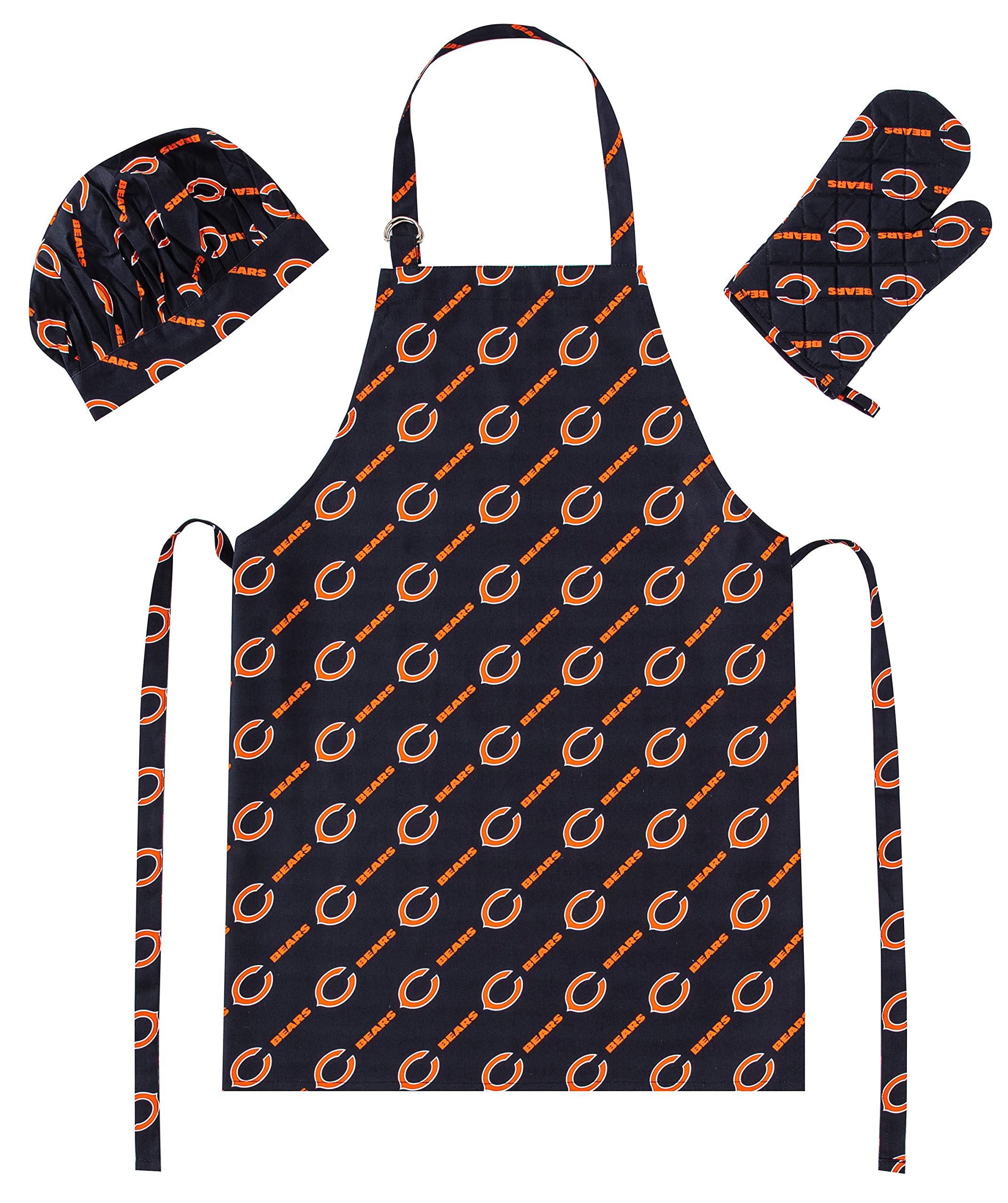 Northwest NFL Chicago Bears 3-Piece Apron, Oven Mitt and Chef Hat Set, One Size, Team Colors Image