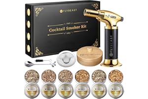 FLYBEAST Cocktail Smoker Kit with Torch,6 Flavors of Wood Chips for Whiskey Bourbon Infuse Smoked Drink,Old Fashionable Birthday Gifts for Men, Husband, Dad and Boyfriend