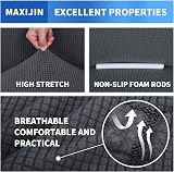 MAXIJIN Super Stretch 3 Seater Couch Cover Grey Jacquard Spandex Sofa Slipcover view 5
