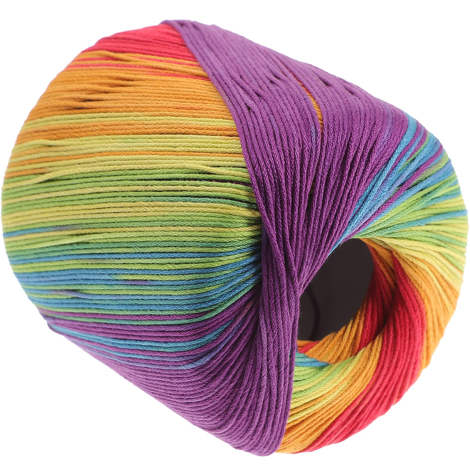 Healifty Rainbow Gradient Cotton Yarn for Crochet Knitting DIY Scarves Hats Sweaters Blankets Soft Durable Thread for Handcrafted Projects