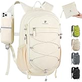 BECOJADDE Hiking Backpack 15L Small Backpack Packable Day pack Water Resistant Lightweight Travel Backpack for Women Men with Shoulder Strap Pockets for Hiking Camping Outdoor, Beige