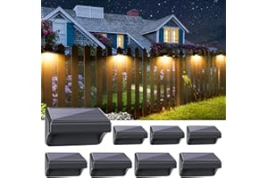 Aulanto Solar Fence Lights 8 Pack, 60 Lumen Warm White and Cool White, Solar Lights Outdoor IP67 Waterproof for Fence, Outdoor Lighting Decor for Backyard,Garden,Fence,Wall,Deck Railing,Stairs.