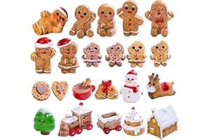 Christmas Miniature Figurines, 22Pcs Cute Christmas Mini Resin Figurines, DIY Mini Gingerbread for Crafts