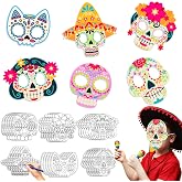 Hollowfly 30 Pcs Day of The Dead Skulls Masks Craft Kits | Dia De Los Muertos Masks, Skull Decoration, Halloween Party Favors, Costume Accessories