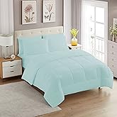 Sweet Home Collection 7 Piece Comforter Set Bag Solid Color All Season Soft Down Alternative Blanket & Luxurious Microfiber Bed Sheets, Aqua, Queen
