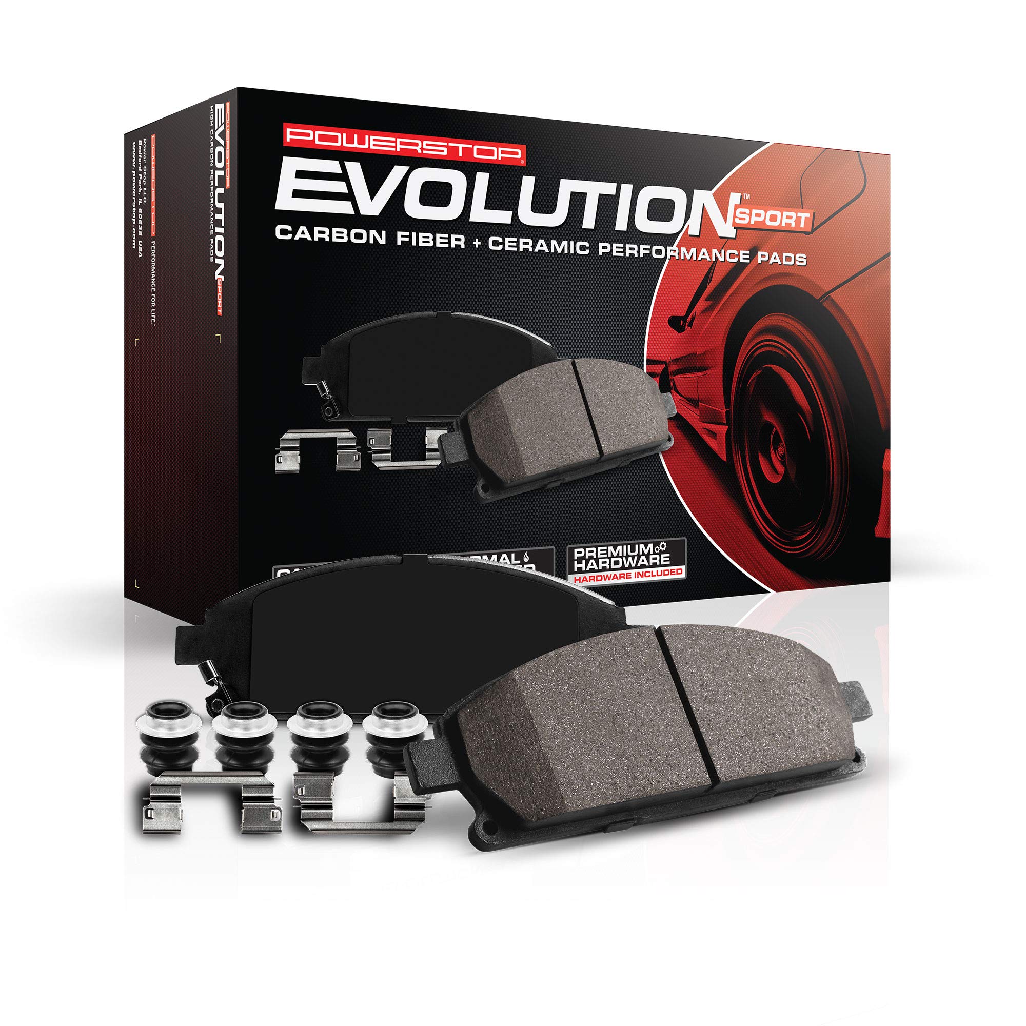 Power Stop Z23-1895 Rear Z23 Evolution Sport Carbon Fiber Infused Ceramic Brake Pads with Hardware For Audi A8 Quattro, Audi Q7, Audi Q8, Audi e-tron Quattro, Audi e-tron Sport [Model Specific]