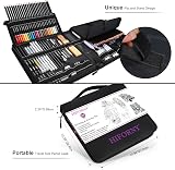 HIFORNY 126 Pcs Drawing Kit Sketch Pencil Set with 3-Color Sketchbook view 3