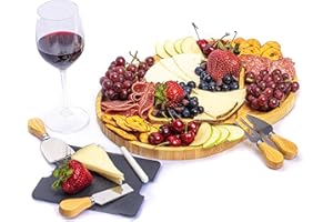 DYCICA Taoware Bamboo Serving Platter with Cheese Knives for Charcuterie Board Premium Cheese Board for Housewarming Gift Practical Trays for Serving Food