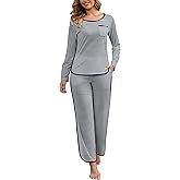 VTUOFC Pajamas for Women Set Cotton 2 Piece Stripe Pj Sets Long Sleeve Lounge Sets Soft Loungewear Sleepwear with Pockets