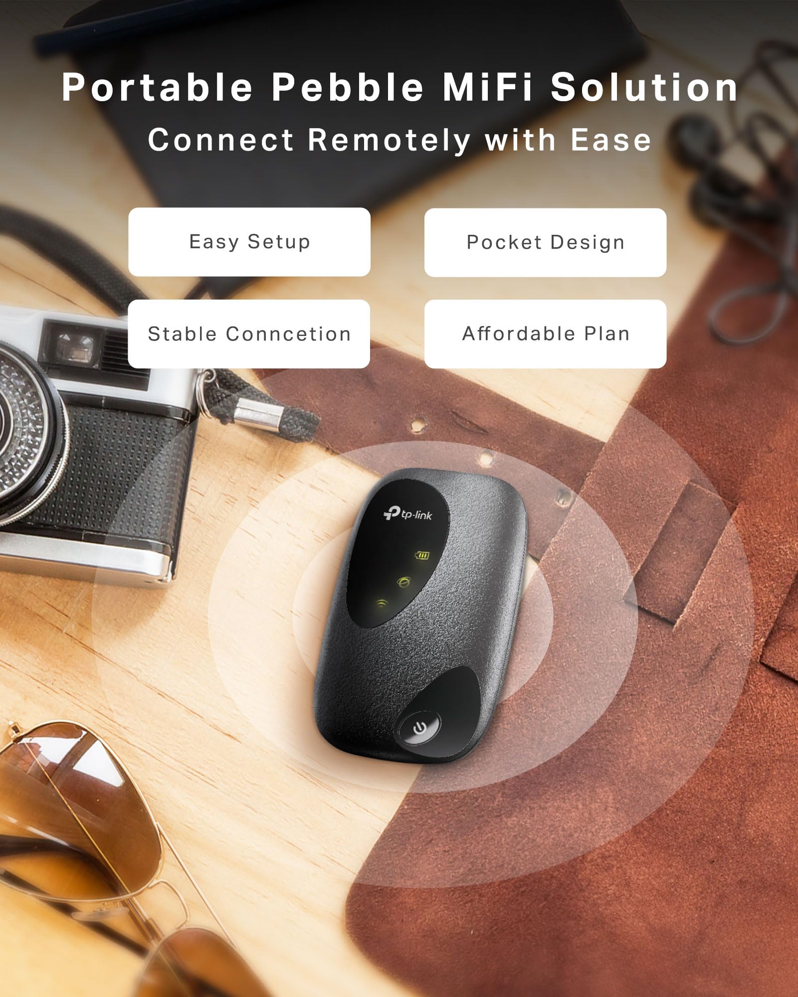 Tp-Link M7000 4G Mifi Showing Led Display And Control Buttons