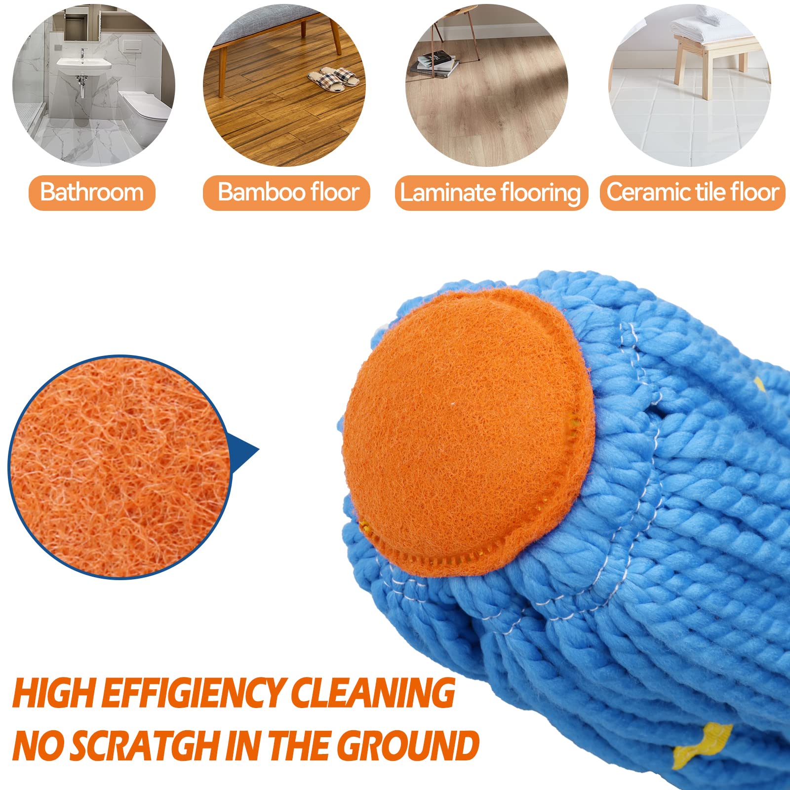 Self-Wringing Twist Mops for Floor Cleaning, Microfiber Floor mop with 57 