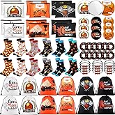 Yeyeplum 72 Pcs Basketball Team Gifts Set Include 12 Basketball Makeup Bags 12 Basketball Socks 12 Basketball Drawstring Bags 12 Basketball Hair Ties 12 Bracelets 12 Mirrors for Party Favors