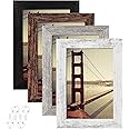 BAIJIALI 4x6 Picture Frame Distressed Farmhouse Wood Pattern Set of 4 with Tempered Glass,Display 3.5x5 with Mat or 4x6 Without Mat,Multicolour