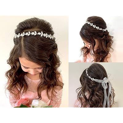 Buy Sweetv Silver Flower Girl Headpiece For Wedding Baby S Breath Hair Piece Crystal Floral Headband For Birthday Party Photography Online In Indonesia B07zvb71zg