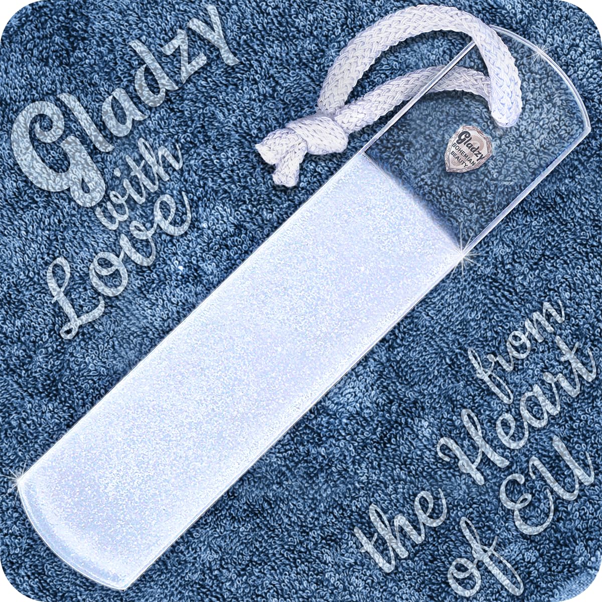 GLADZY Czech Glass Foot File Callus Remover – Double Sided Etched, Different Grit Coarse & Fine Surfaces for Hard Skin & Cracked Heels, Professional Pedicure Tool, Washable Reusable, Made in EU