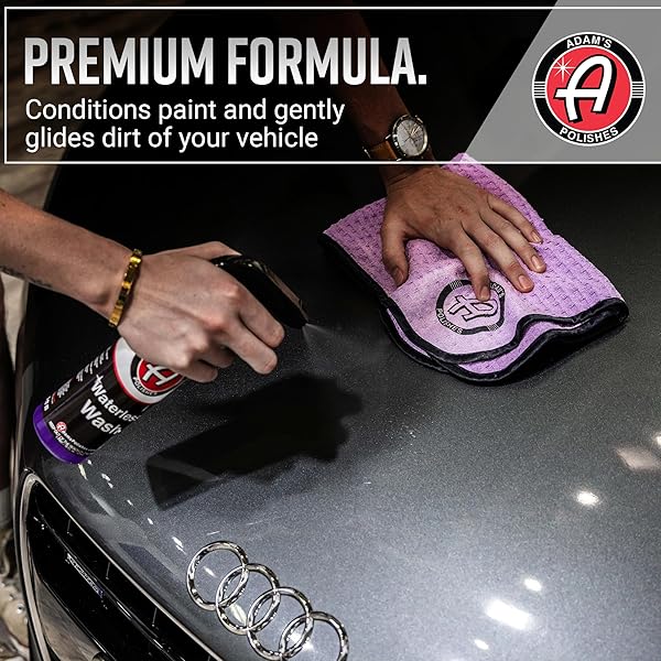 ADAM’S POLISHES WATERLESS WASH (16OZ) – CAR CLEANING CAR WASH SPRAY FOR CAR DETAILING | SAFE ULTRA SLICK LUBRICATING FORMULA, BOAT, MOTORCYCLE, RV | NO GARDEN HOSE, WASH SOAP OR FOAM CANNON NEEDED