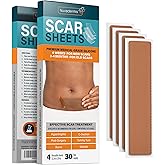 NUVADERMIS Silicone Scar Sheets – Extra Long Medical-Grade Scar Sheets for C-Section, Tummy Tuck, Keloid, and Surgical Scars – Reusable and Effective – Pack of 4 – Medium Tone