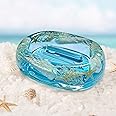 FONMY Soap Dish Acrylic w/Nature Seashell Bar Soap Holder Shower Soap Tray for Home, Camping Travel, Dry Stop Soap Saver for Bathroom Vanity Countertop Office Unique Gifts and Home Decoration (Blue)