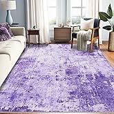 RELEANY Washable Area Rugs 5'x7' Non-Slip Modern Abstract Soft for Living Room Entryway Bedroom Nursery, Print Pattern, Purple Gray Pink White