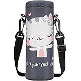 ToLuLu Water Bottle Carrier Bag Case, Insulated Neoprene Water Bottle Holder Pouch Cover 750ML 1000ML with Adjustable Shoulder Strap, for Stainless Steel/Glass/Plastic Bottles, Sport Energy Drinks