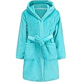 Childlike Me Girls Fleece Hooded Robes Soft Plush Bathrobe for Kids 2-16 Years
