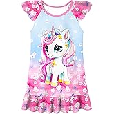 LQSZ Girls Nightgown Night Dress Flutter Sleeve Sleepwear 3-10 Years Pajamas Nightgowns for Little Girls