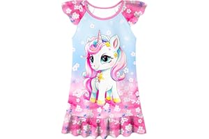 LQSZ Girls Nightgown Night Dress Flutter Sleeve Sleepwear 3-10 Years Pajamas Nightgowns for Little Girls