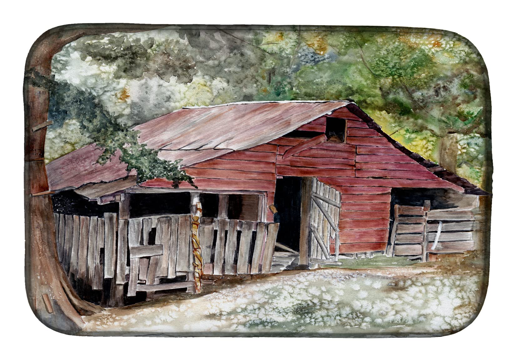 Caroline's Treasures 8740DDM Old Barn Dish Drying Mat, 14 x 21, Multicolor