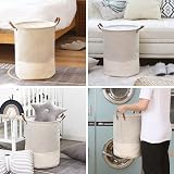 Sea Team Gray Stripe Pattern Laundry Hamper Canvas with PU Handles 17.7 x 13.8 view 4