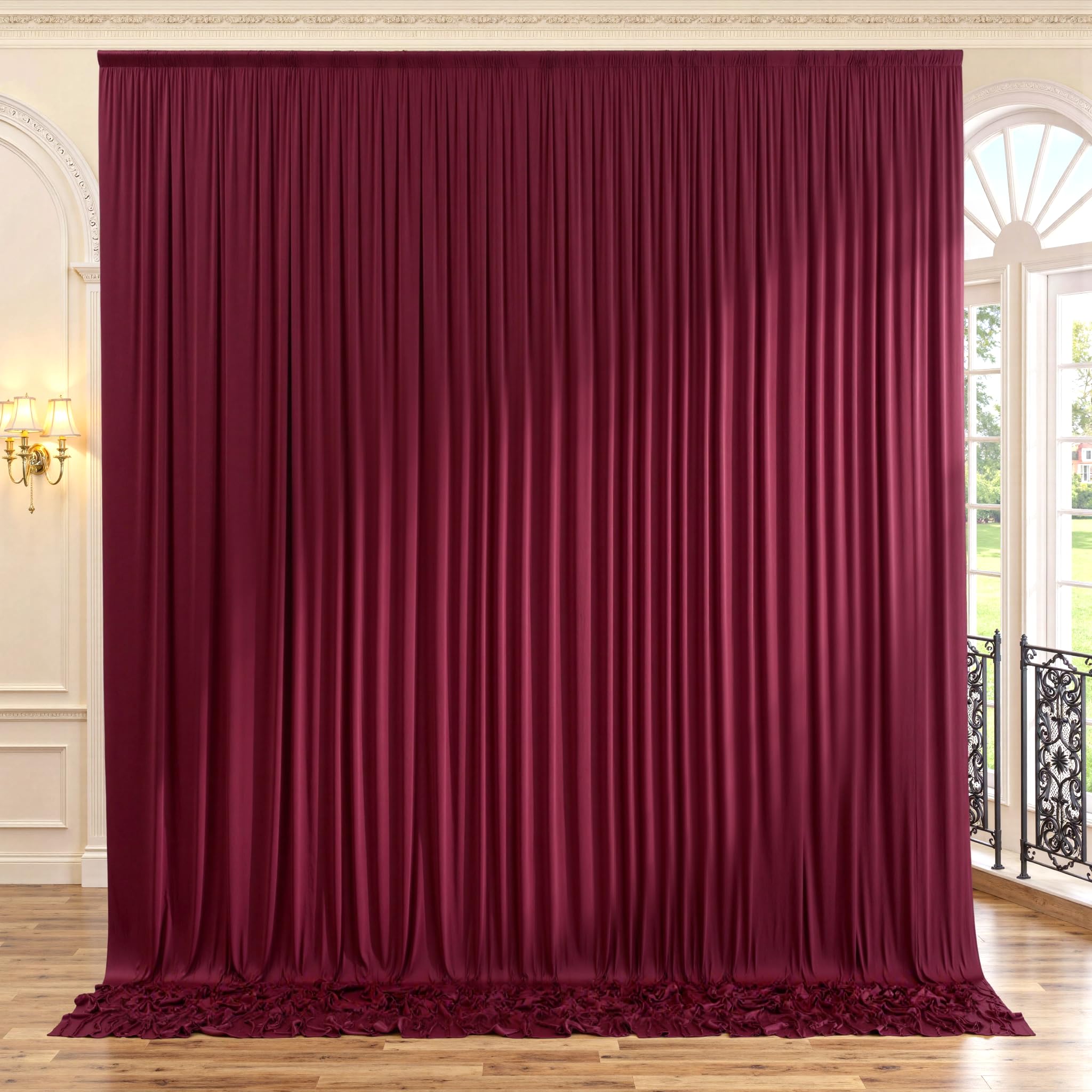 Photo 1 of 10x8ft Wrinkle Free Burgundy Backdrop Curtain Maroon Backdrop Drapes, Thick Fabric Wedding Curtains Party Background for Baby Shower Birthday Parties