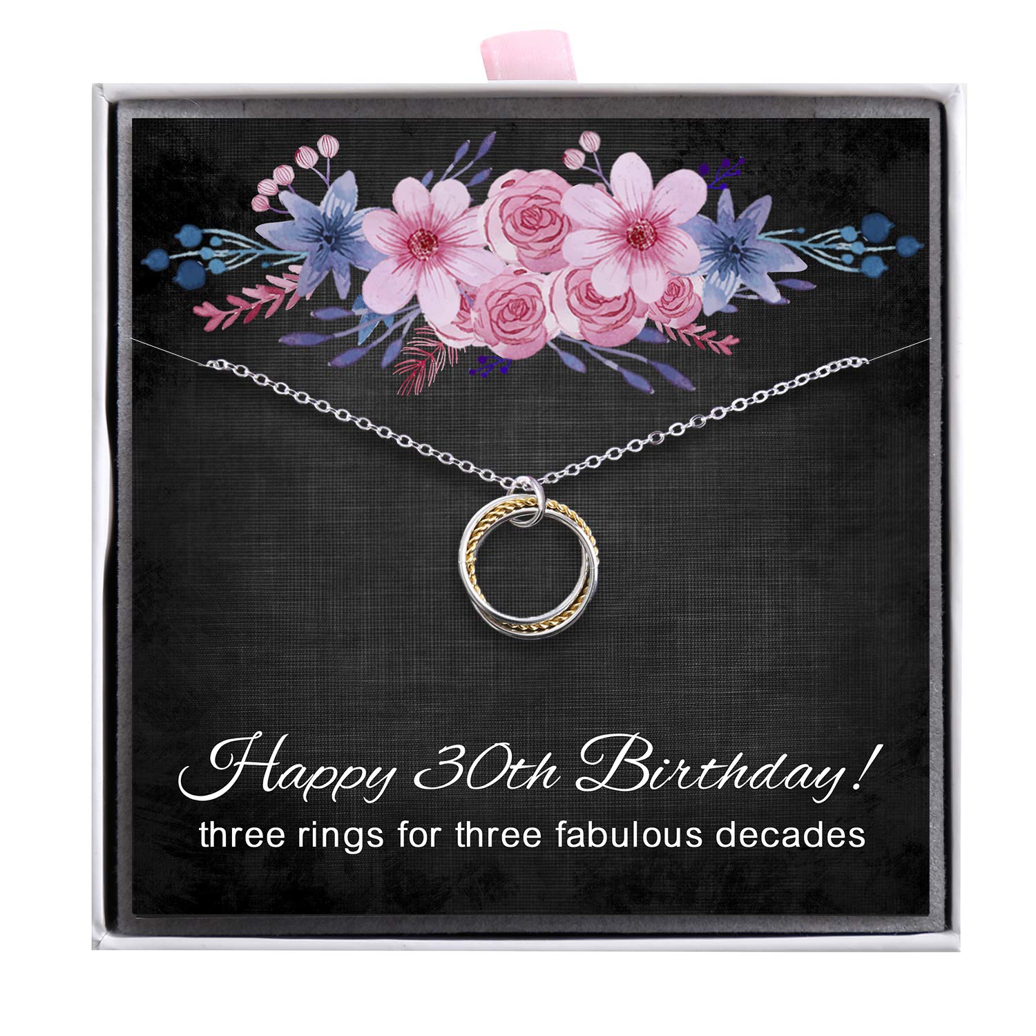 ALoveSoul 30th Birthday Gifts for Women - 925 Sterling Silver 3 Interlocking Circles Necklace, Gifts for Her, Ladies Birthday Gifts Ideas