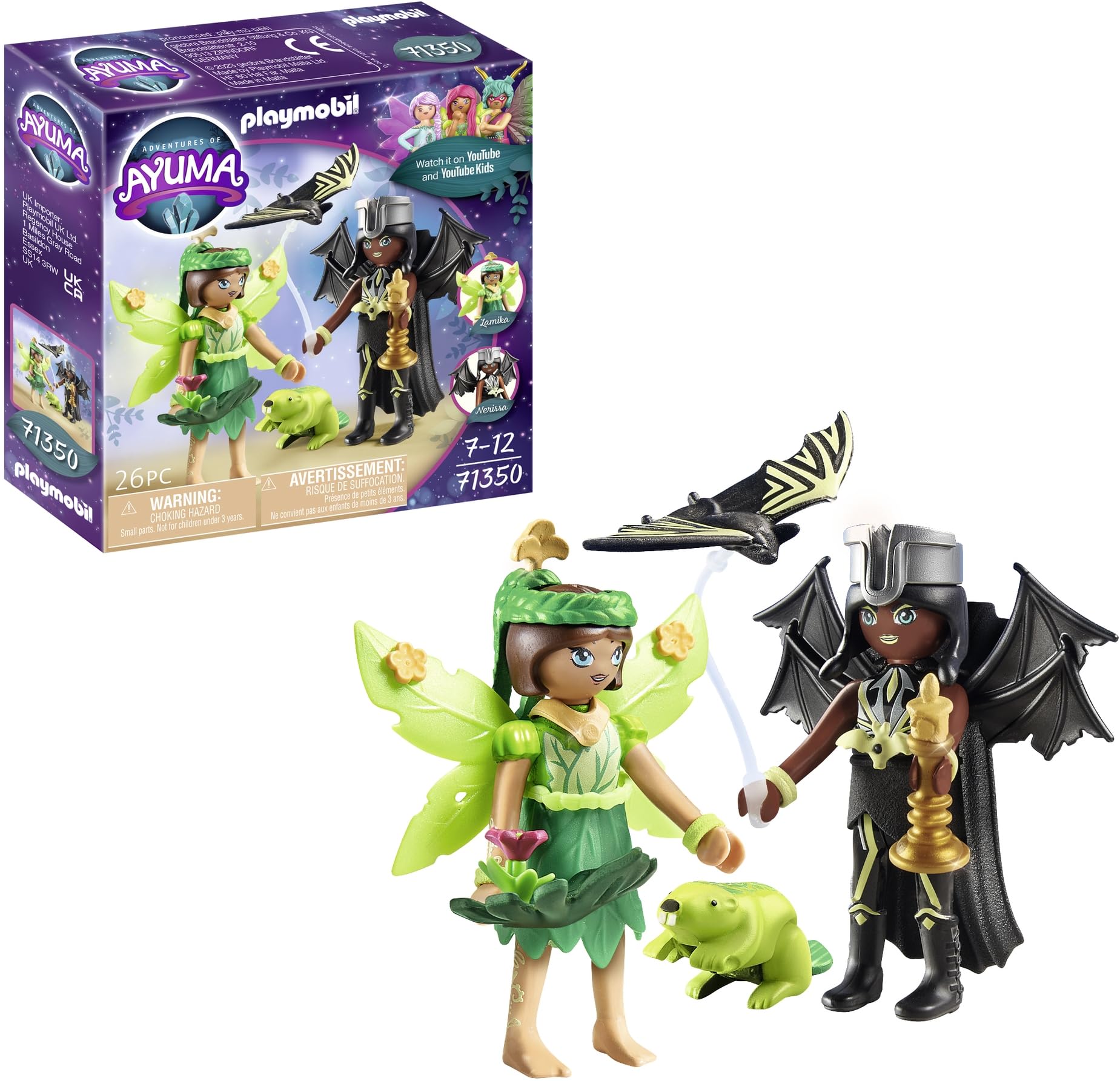 Playmobil 71350 Adventures of Ayuma - Forest Fairy & Bat Fairy with Soul Animals, mystical forest, moon and soul fairies, fun imaginative role-play, playsets suitable for children ages 7+